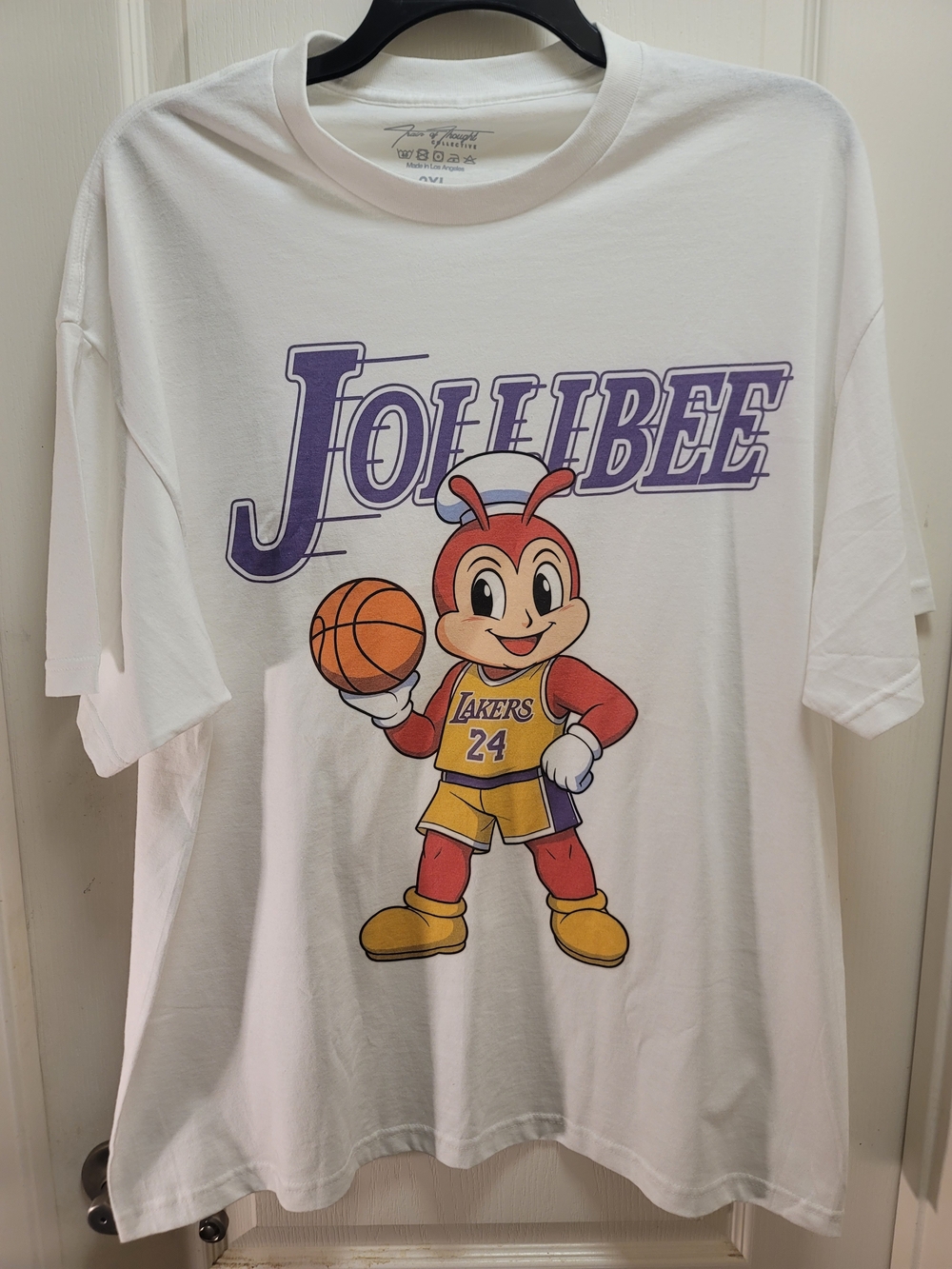 Jollibee x Lakers Graphic Tee — White with Purple & Yellow - NWOT - 2XL